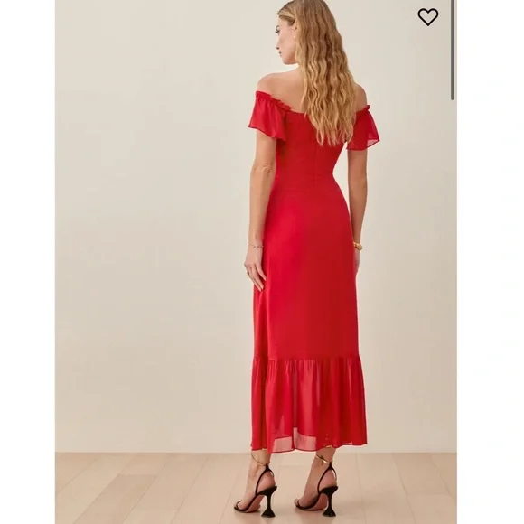 Reformation Butterfly Dress in Cherry Red